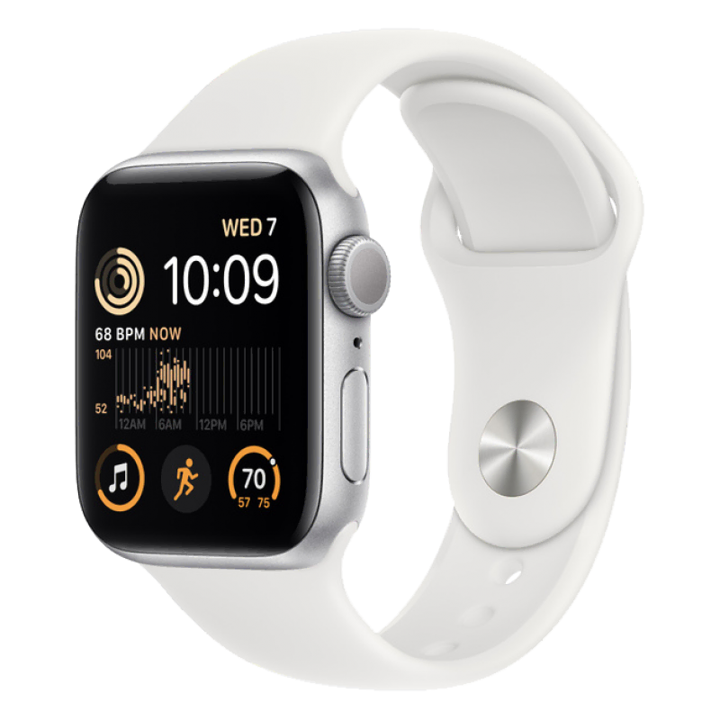 Apple Watch Series SE 2 44mm Silver Aluminum Case with White Sand Sport Band